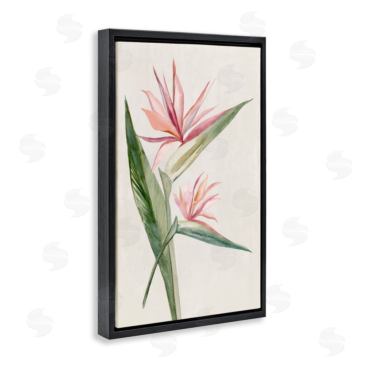 Hannah Dawson Tropical Grace Birds of Paradise Black Floating Frame Canvas Wall Art Print