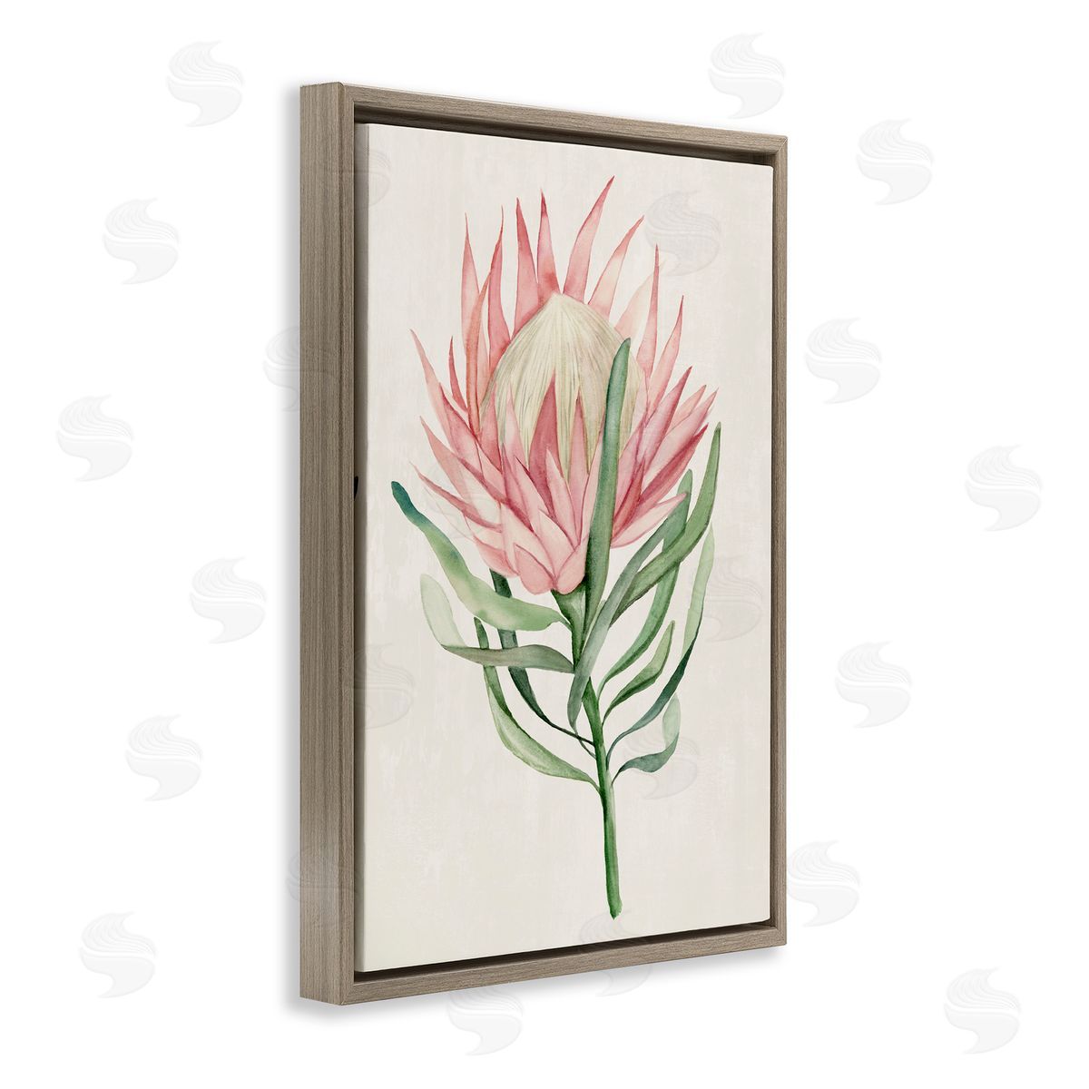 Hannah Dawson Tropical Grace Exotic Flower Brown Floating Frame Canvas Art Print