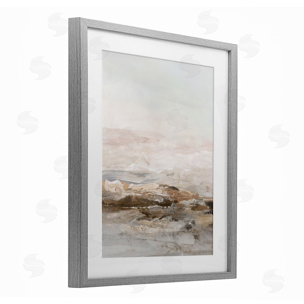 Hazel J. Muted Horizon in Neutrals Gray Framed Print Under Glass Art