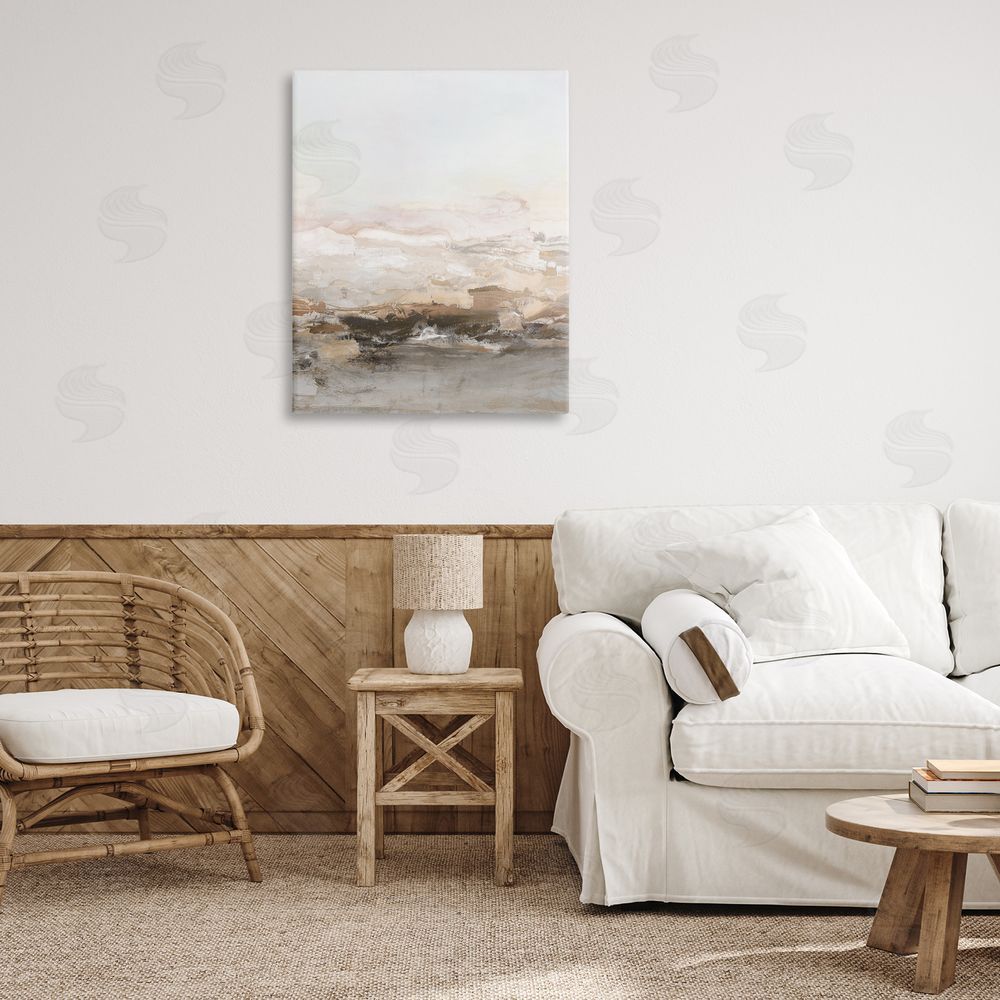 Hazel J. Neutral Toned Abstract Horizon Printed Wall Art in Room