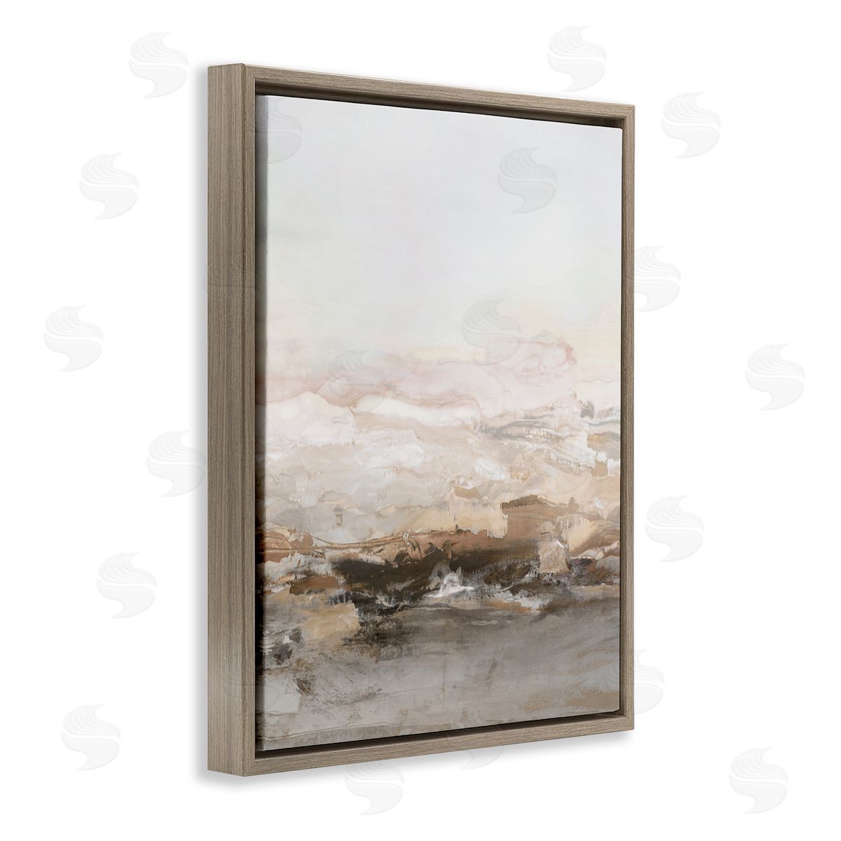 Hazel J. Neutral Toned Abstract Horizon Brown Floating Frame Canvas Art Print