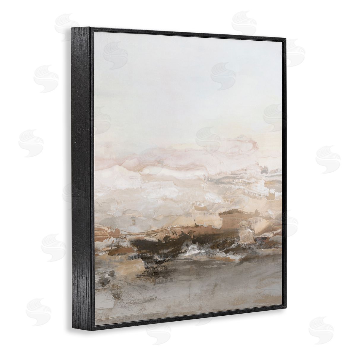 Hazel J. Neutral Toned Abstract Horizon Black Framed Giclee Art Print