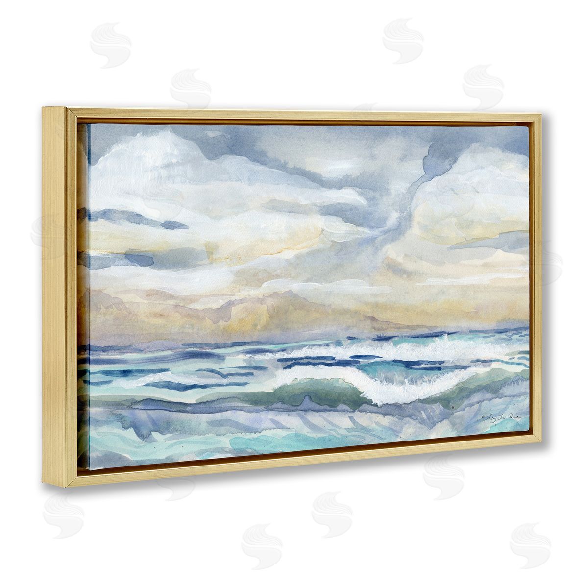 Audrey Jeanne Roberts Subtle and Serene Cloudy Sea Canvas Wall Art Print