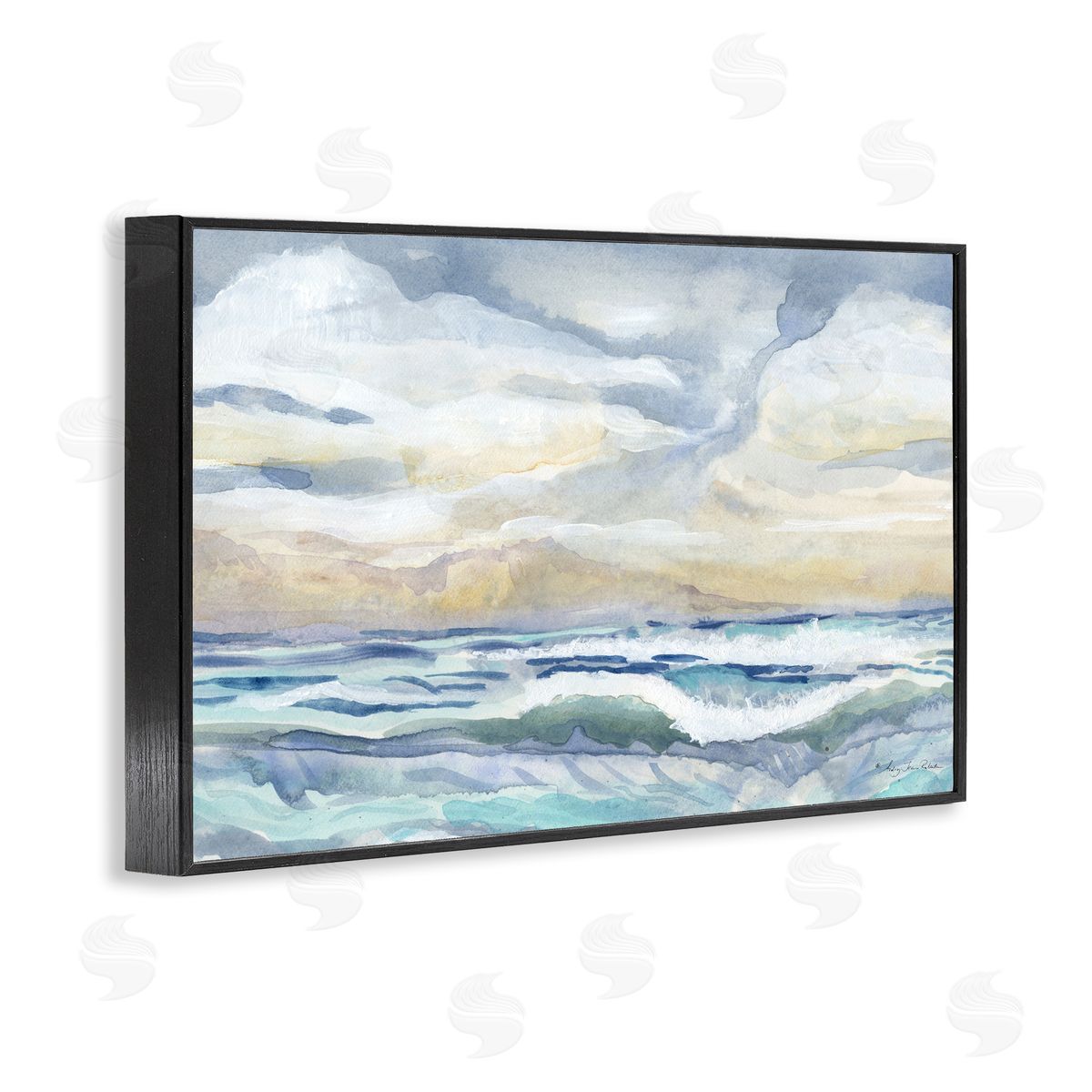 Audrey Jeanne Roberts Subtle and Serene Cloudy Sea Canvas Wall Art Print