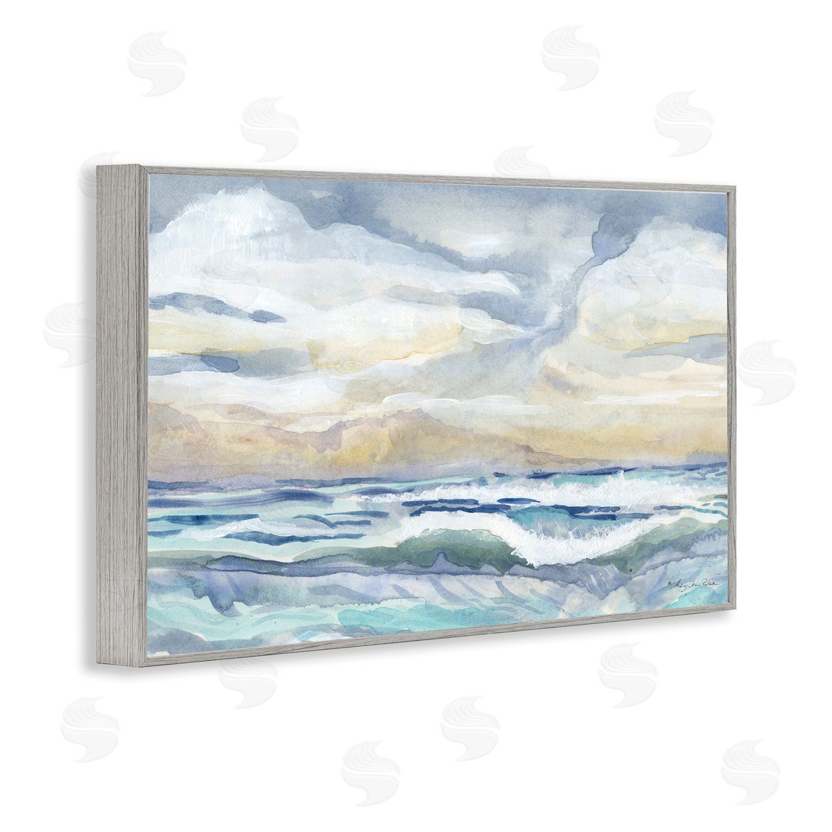 Audrey Jeanne Roberts Subtle and Serene Cloudy Sea Canvas Wall Art Print