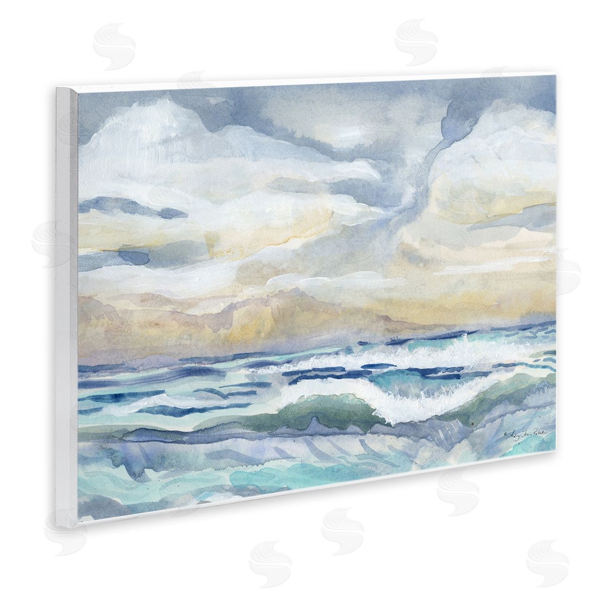 Audrey Jeanne Roberts Subtle and Serene Cloudy Sea Canvas Wall Art Print