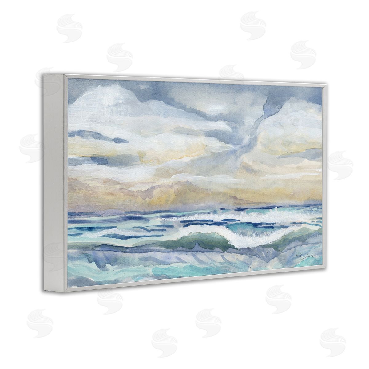 Audrey Jeanne Roberts Subtle and Serene Cloudy Sea Canvas Wall Art Print
