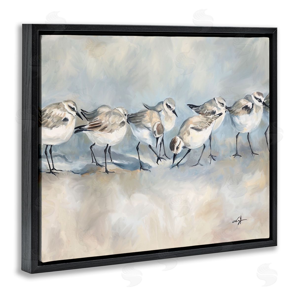 Ramona Murdock Shore Birds Lineup on Beach Canvas Wall Art Print