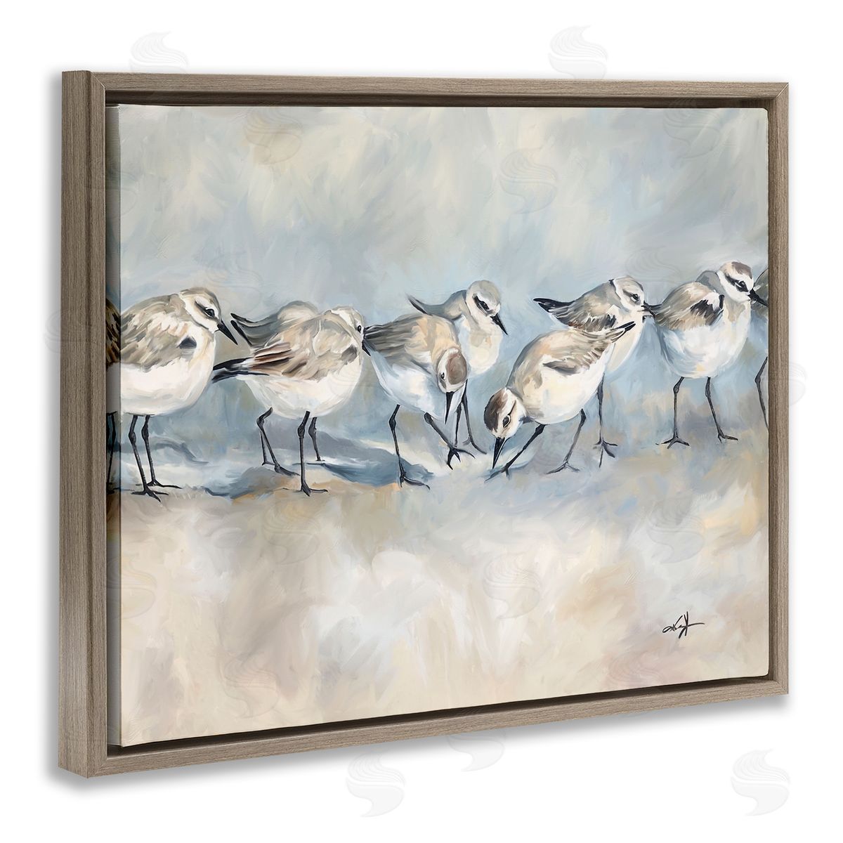 Ramona Murdock Shore Birds Lineup on Beach Canvas Wall Art Print
