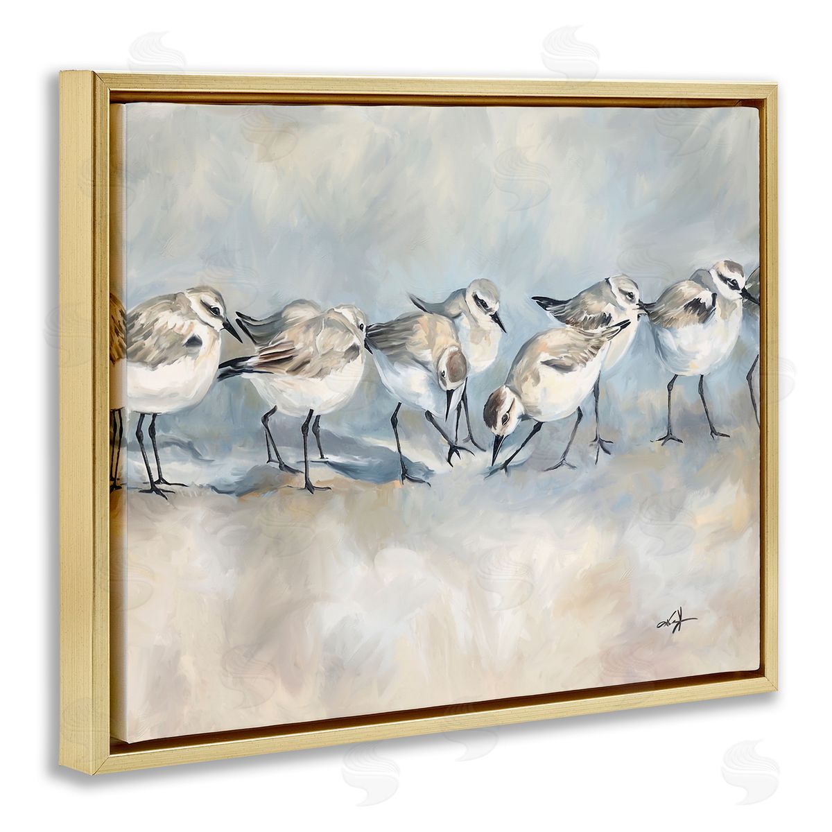 Ramona Murdock Shore Birds Lineup on Beach Canvas Wall Art Print