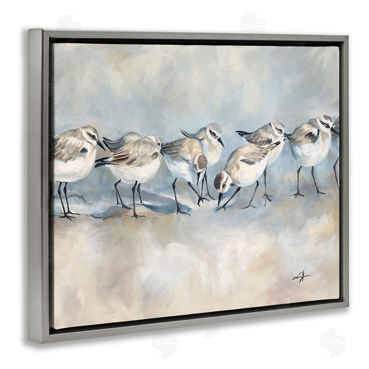 Ramona Murdock Shore Birds Lineup on Beach Canvas Wall Art Print