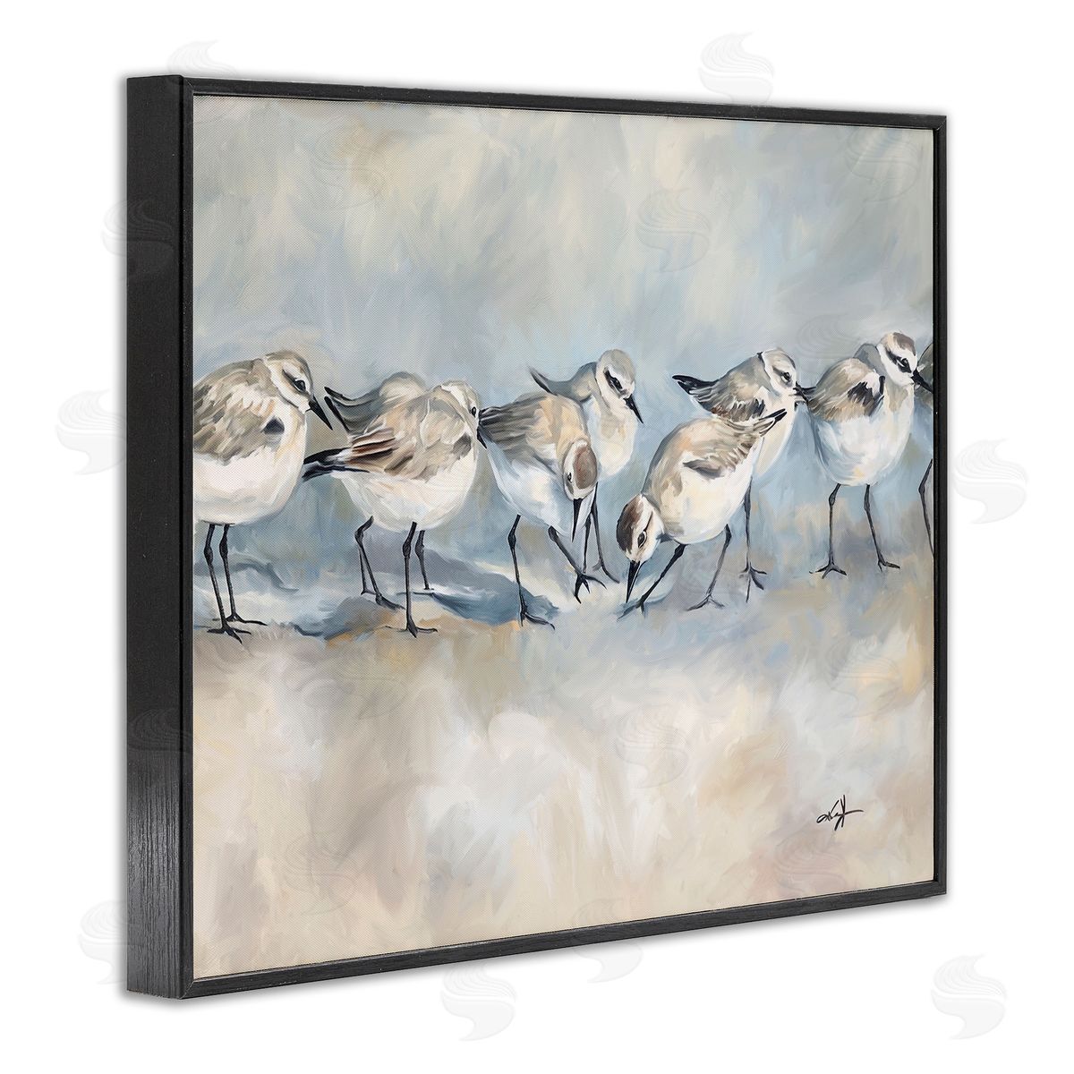 Ramona Murdock Shore Birds Lineup on Beach Canvas Wall Art Print