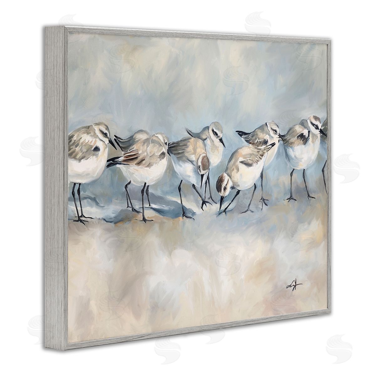 Ramona Murdock Shore Birds Lineup on Beach Canvas Wall Art Print
