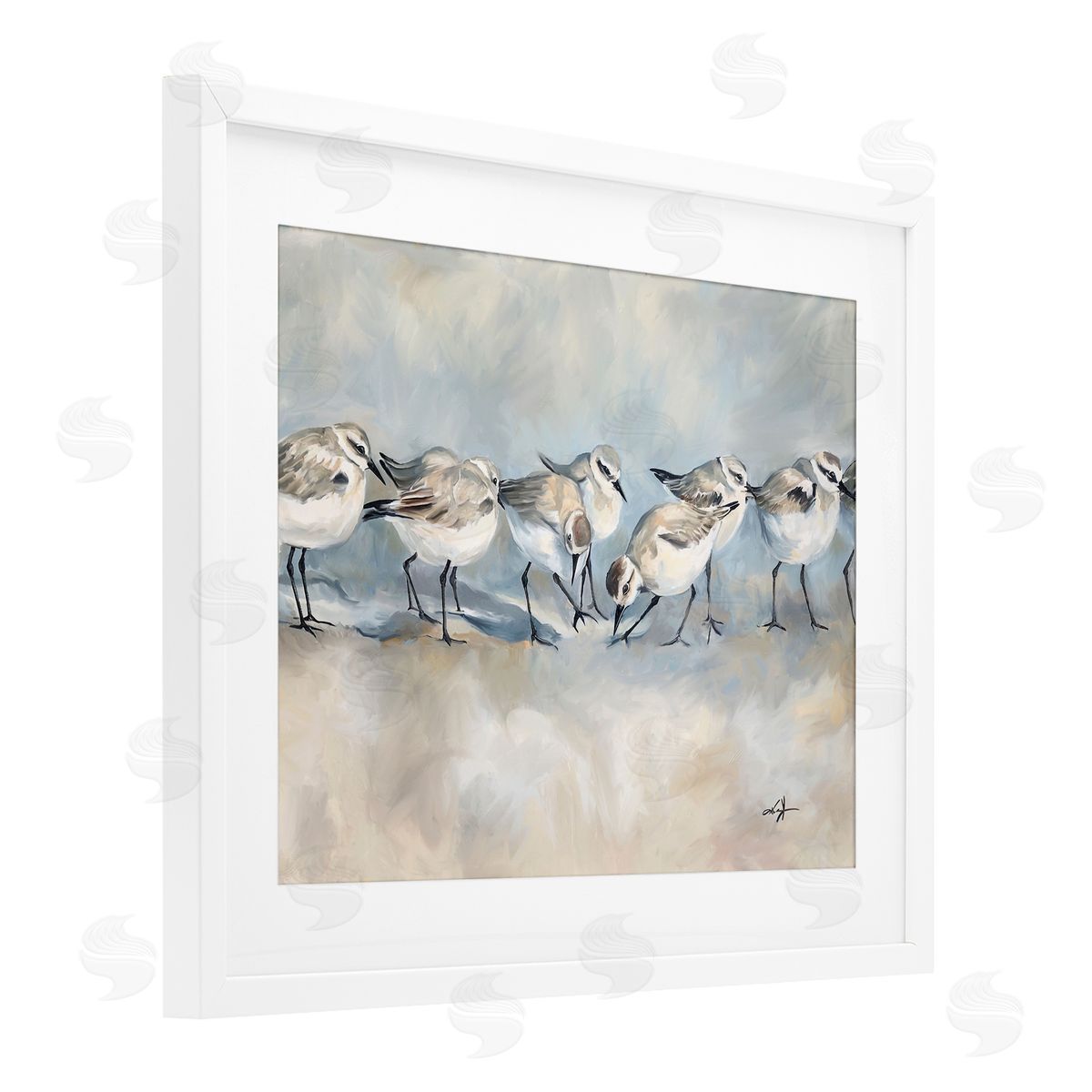 Ramona Murdock Shore Birds Lineup on Beach Canvas Wall Art Print