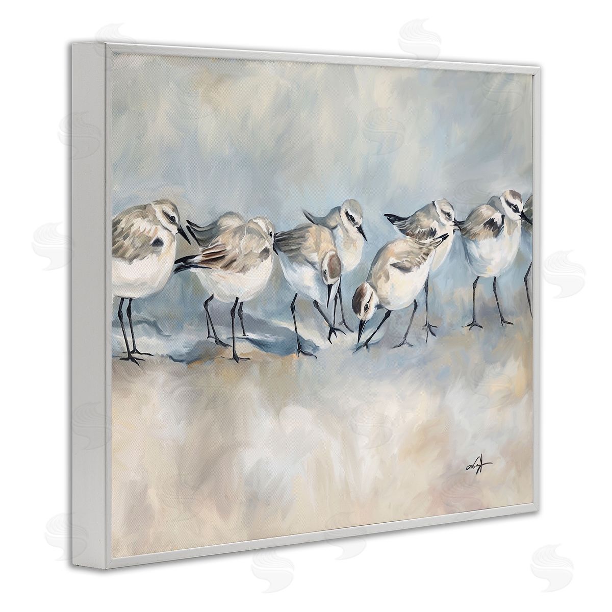 Ramona Murdock Shore Birds Lineup on Beach Canvas Wall Art Print