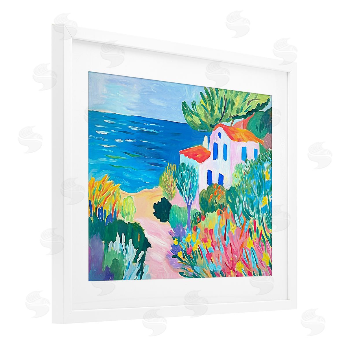 Ramona Murdock Vibrant House On The Beach Canvas Wall Art Print