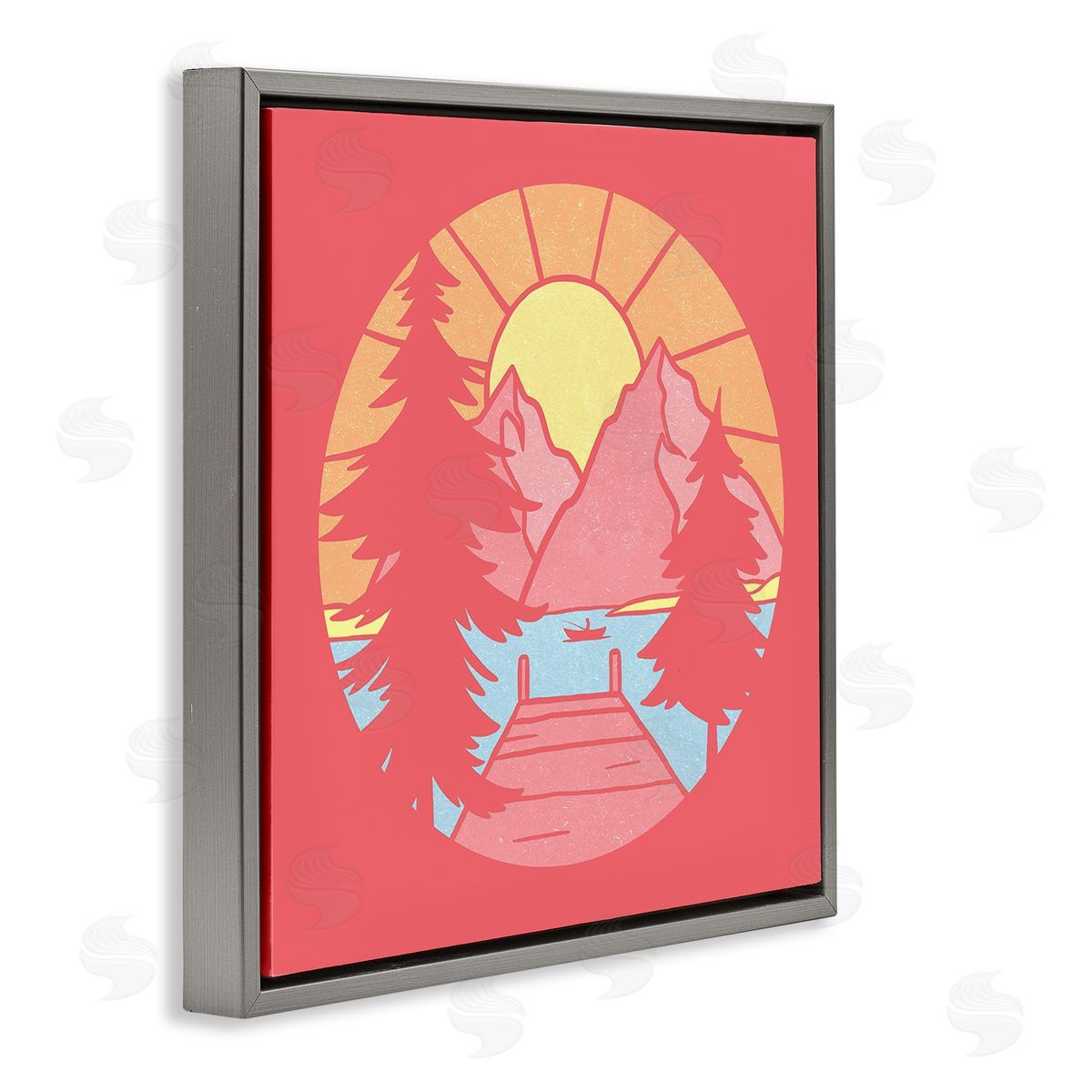Jedco Brands, Inc. Retro Lake Dock Warm Tones Canvas Wall Art Print