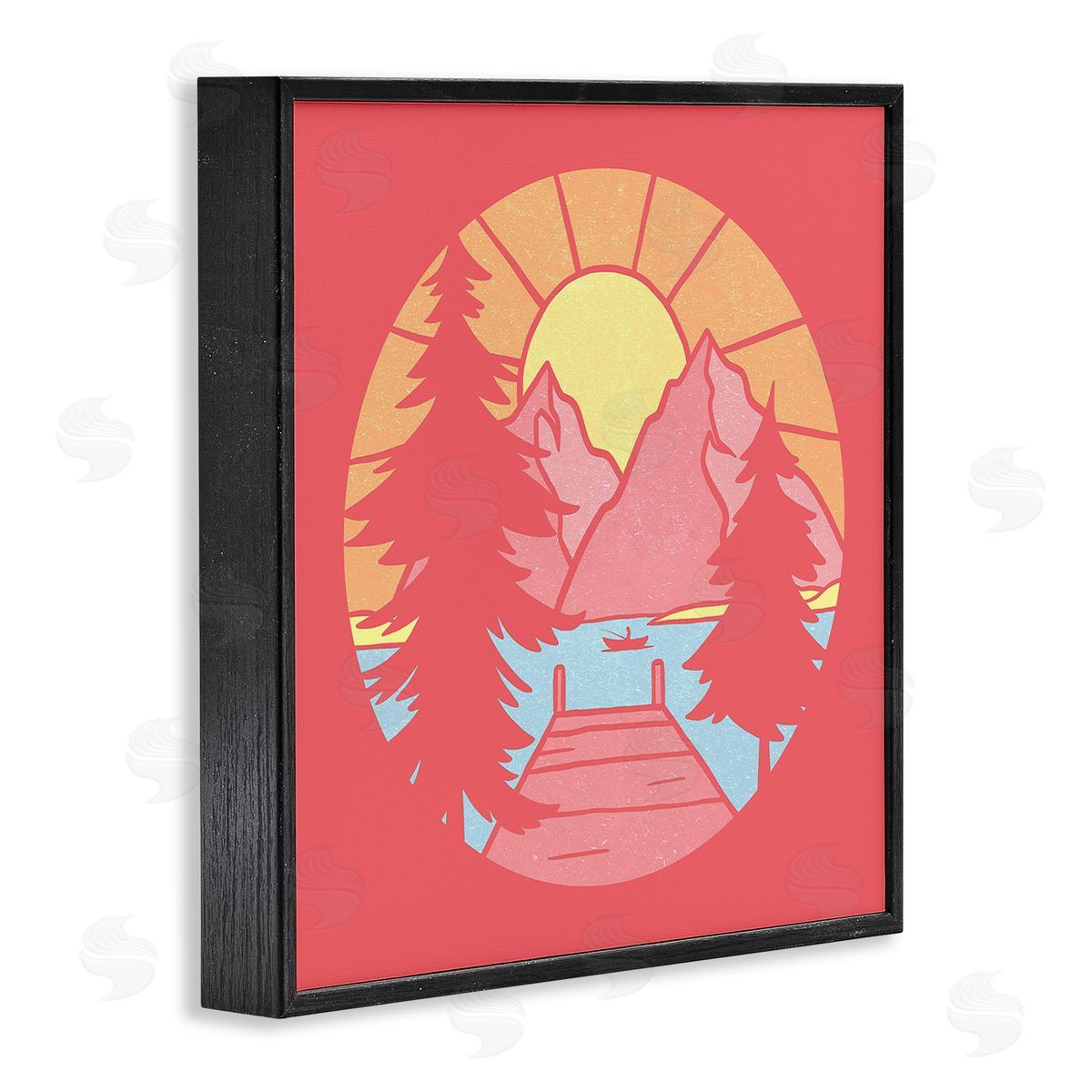 Jedco Brands, Inc. Retro Lake Dock Warm Tones Canvas Wall Art Print