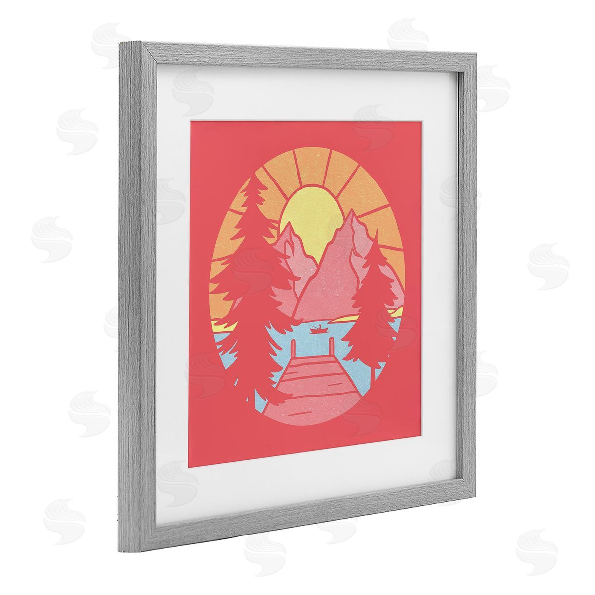 Jedco Brands, Inc. Retro Lake Dock Warm Tones Canvas Wall Art Print
