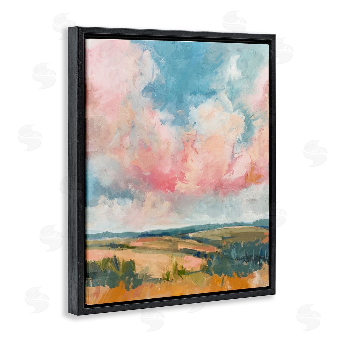 Nina Blue Pink Clouds over Farmland Canvas Wall Art Print