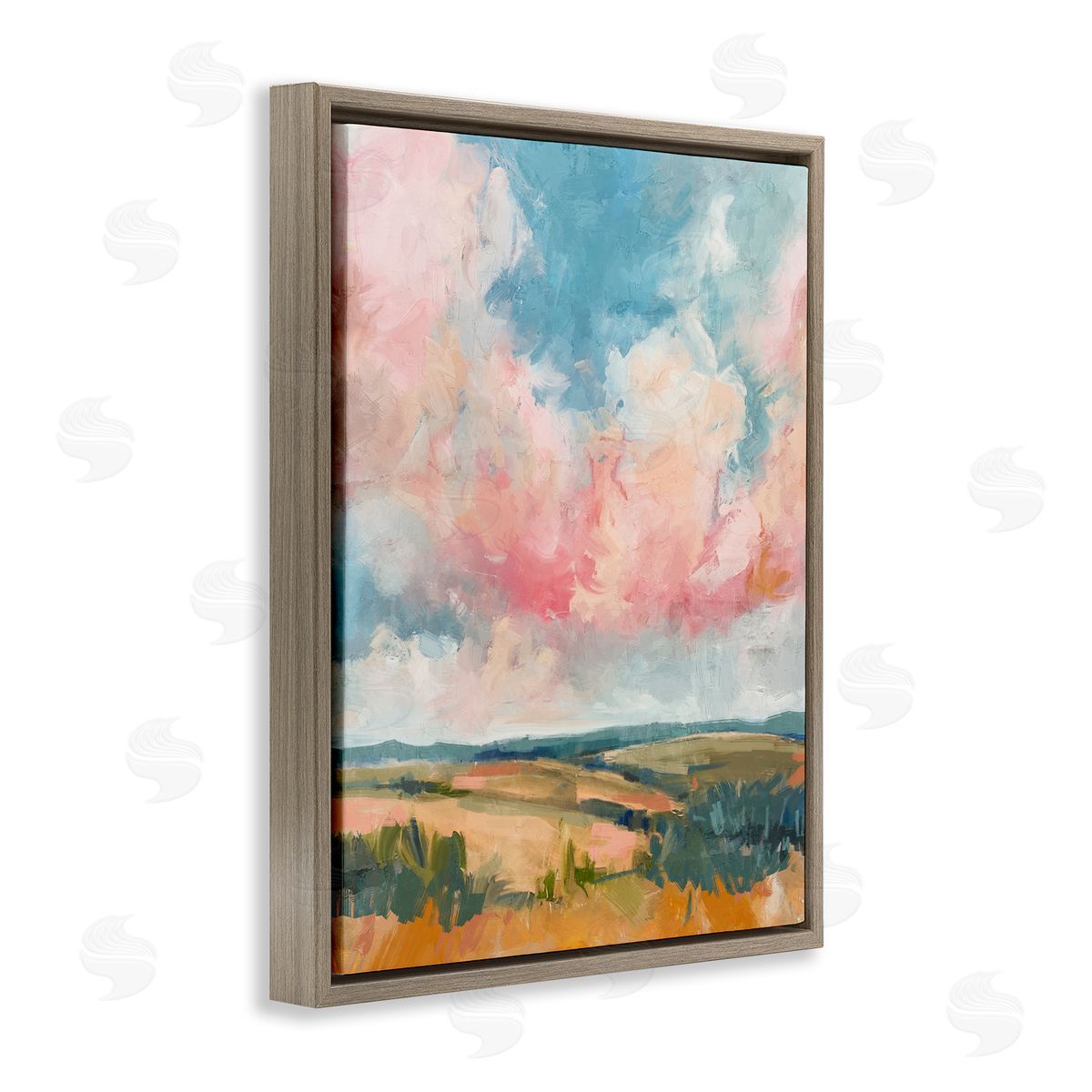 Nina Blue Pink Clouds over Farmland Canvas Wall Art Print