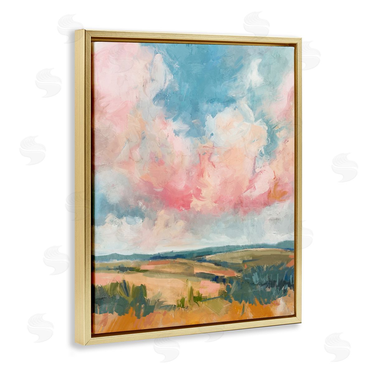 Nina Blue Pink Clouds over Farmland Canvas Wall Art Print