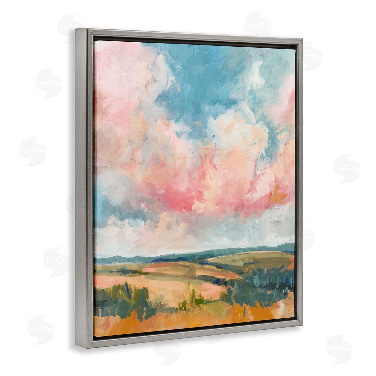 Nina Blue Pink Clouds over Farmland Canvas Wall Art Print