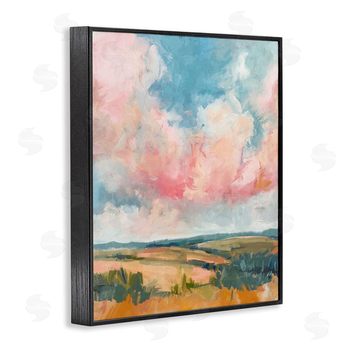 Nina Blue Pink Clouds over Farmland Canvas Wall Art Print