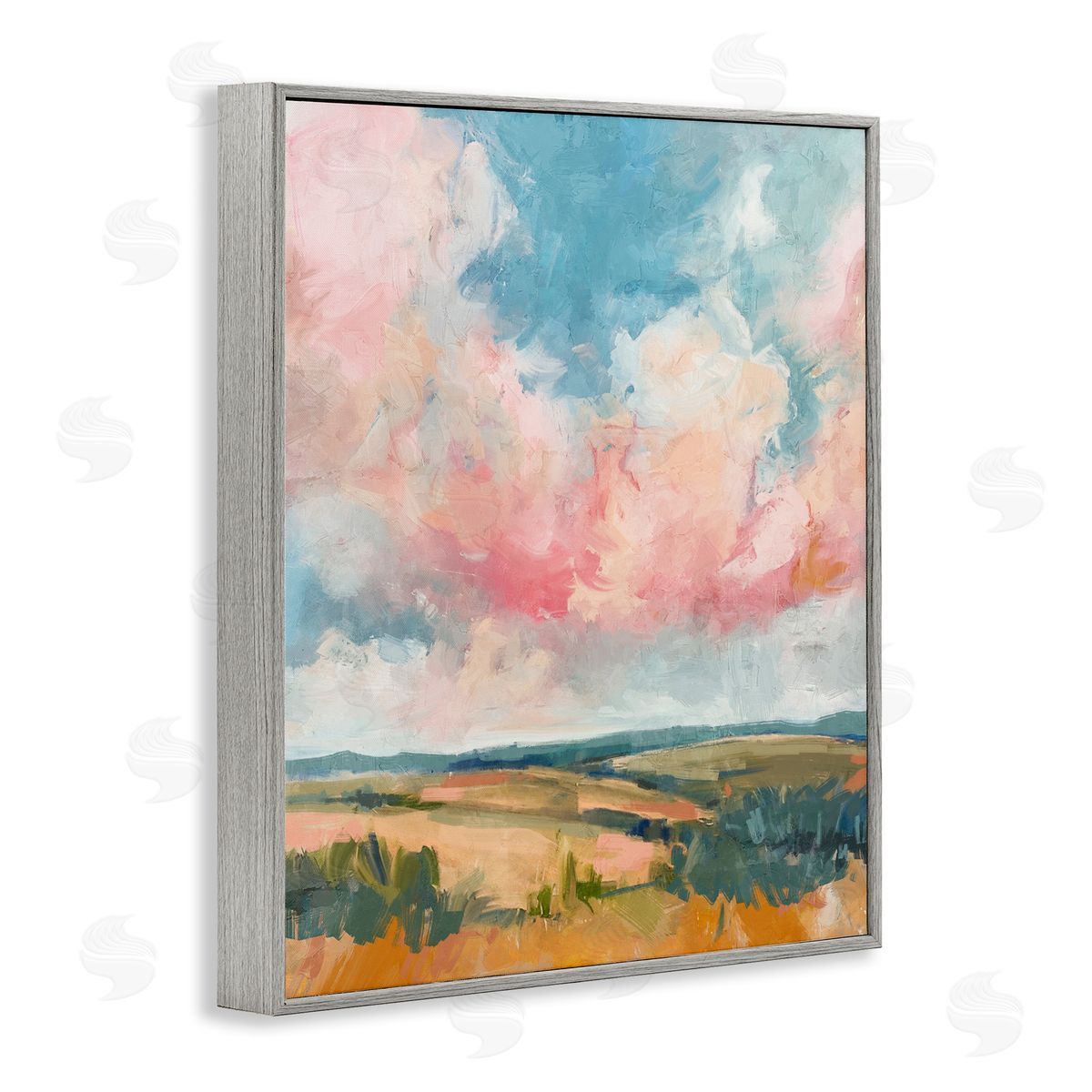 Nina Blue Pink Clouds over Farmland Canvas Wall Art Print