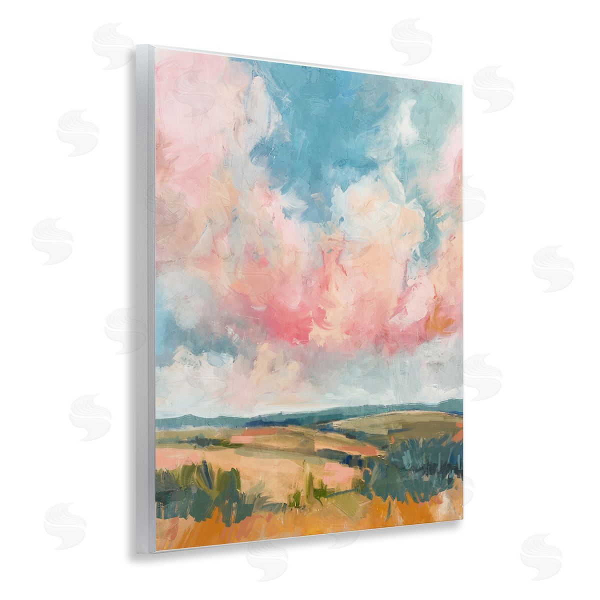 Nina Blue Pink Clouds over Farmland Canvas Wall Art Print