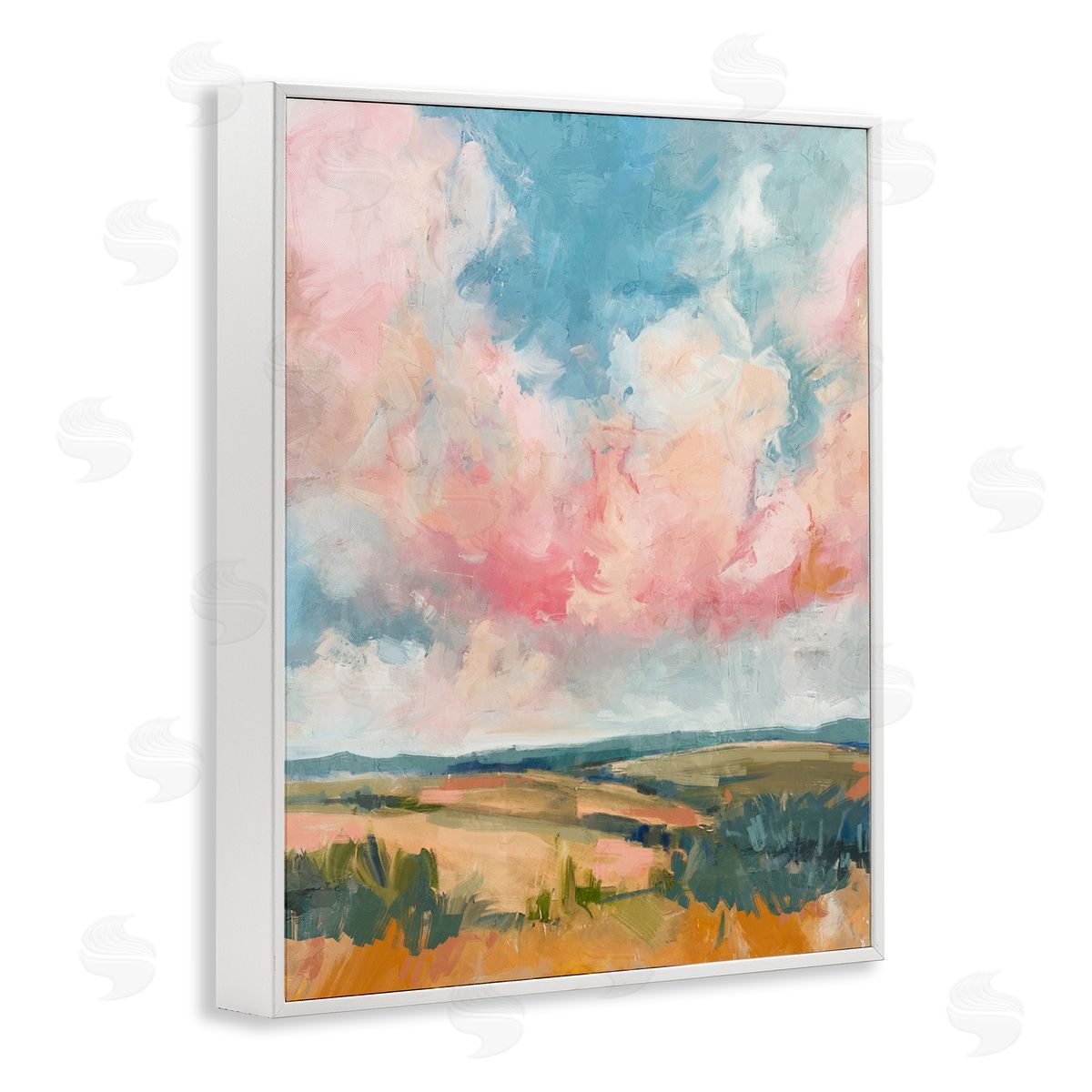 Nina Blue Pink Clouds over Farmland Canvas Wall Art Print