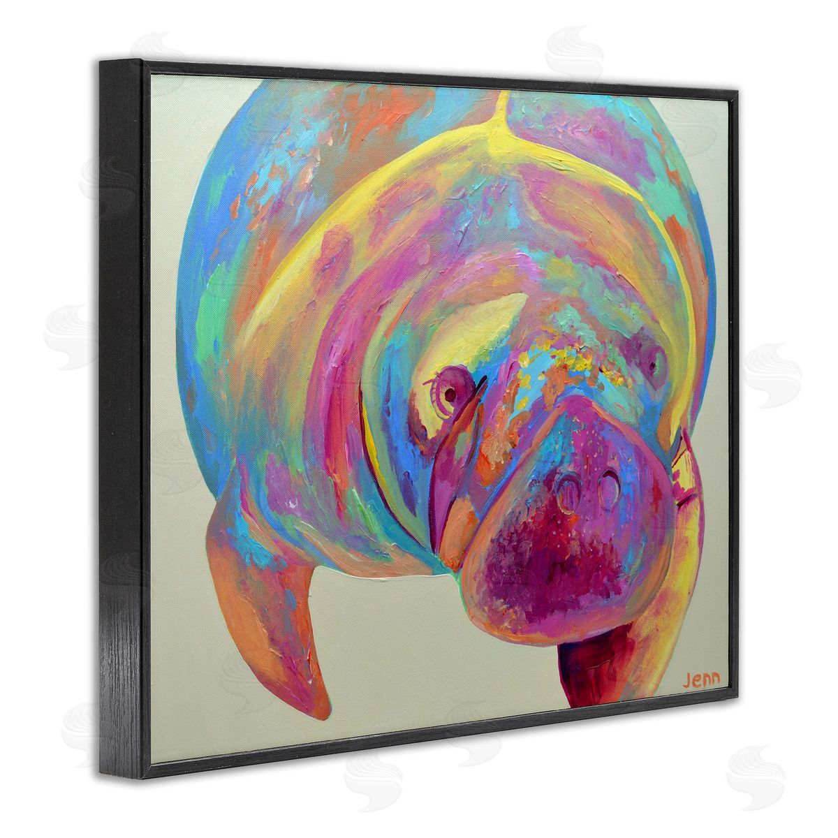 Jennifer Seeley Mixed Hue Manatee Black Framed Giclee Art Print