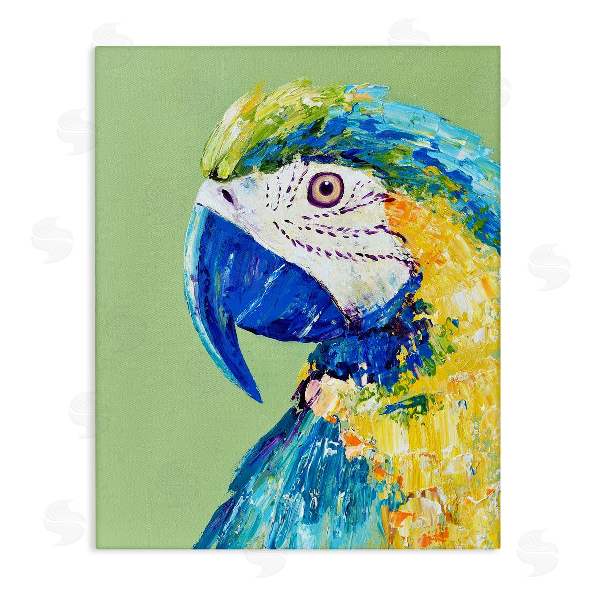 Jennifer Seeley Macaw Parrot on Green Canvas Wall Art Print