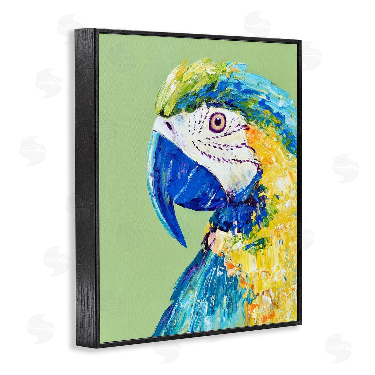 Jennifer Seeley Macaw Parrot on Green Black Framed Giclee Art Print