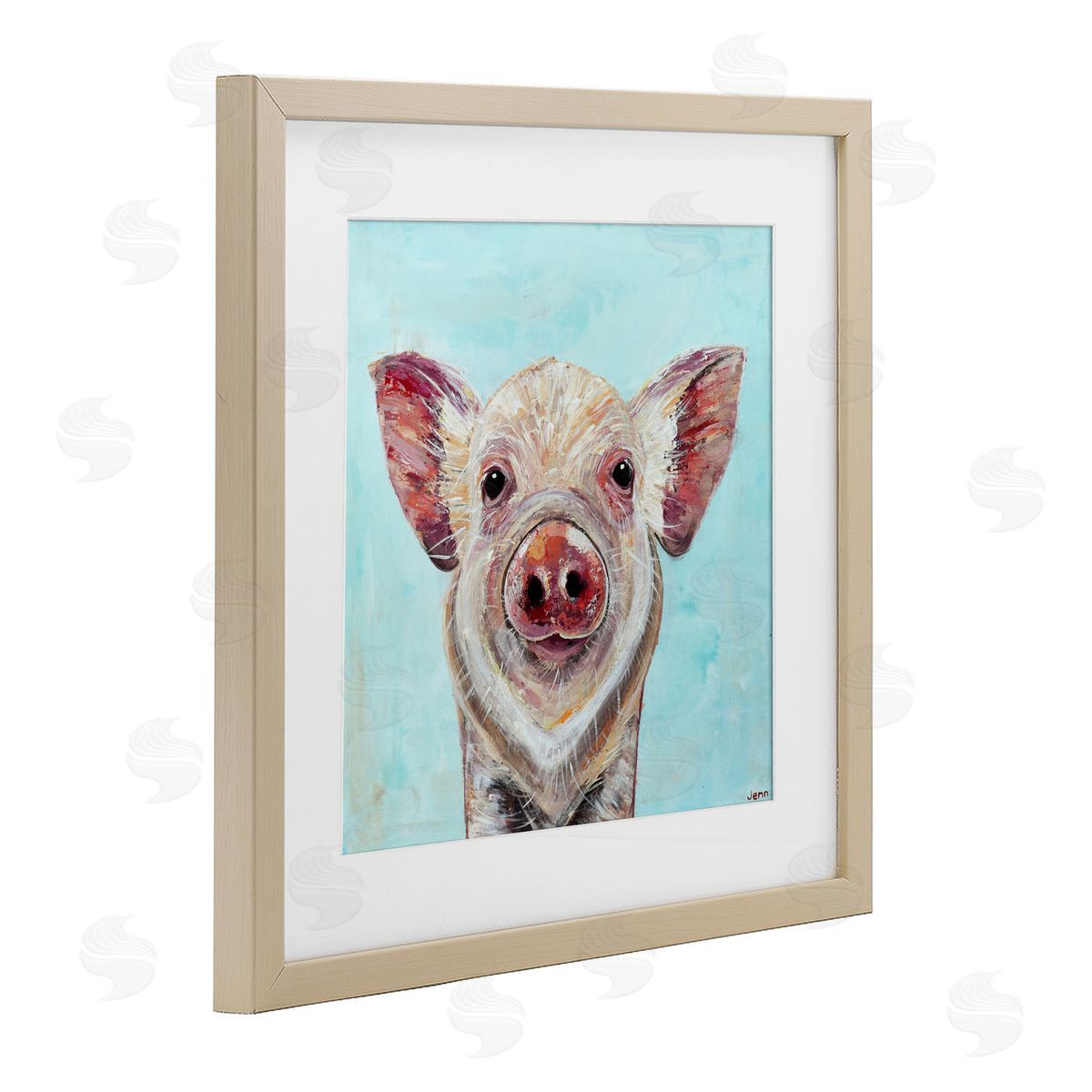 Jennifer Seeley Babe Screen Piglet Birch Framed Print Under Glass Art