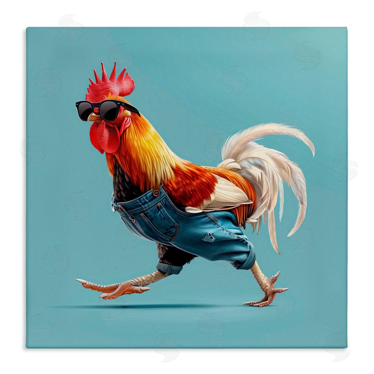 Jim Baldwin Rooster Run with Sunglasses Canvas Wall Art Print