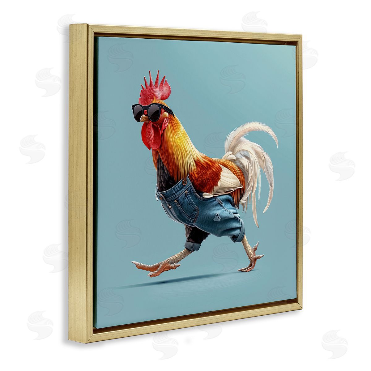 Jim Baldwin Rooster Run with Sunglasses Canvas Wall Art Print
