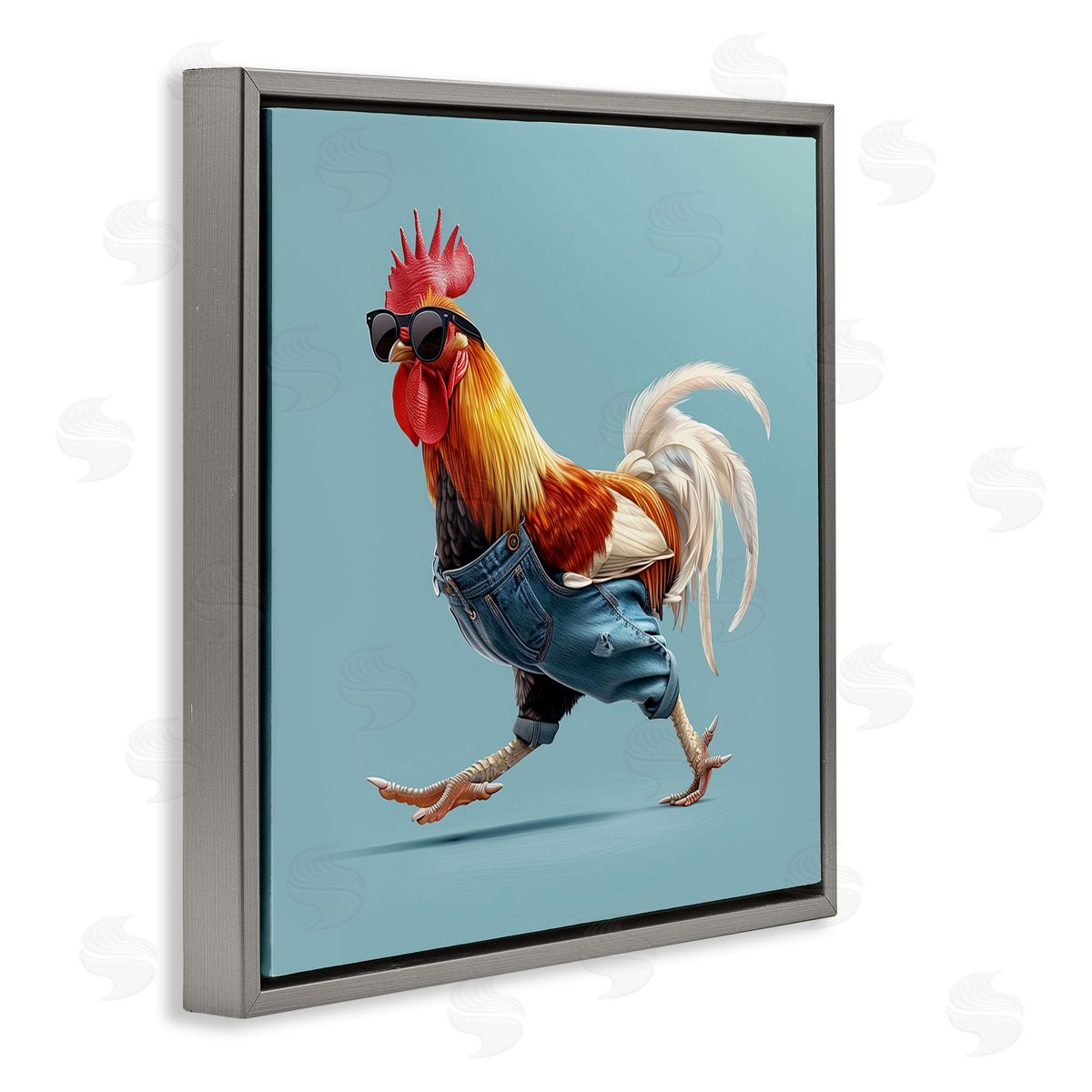 Jim Baldwin Rooster Run with Sunglasses Canvas Wall Art Print