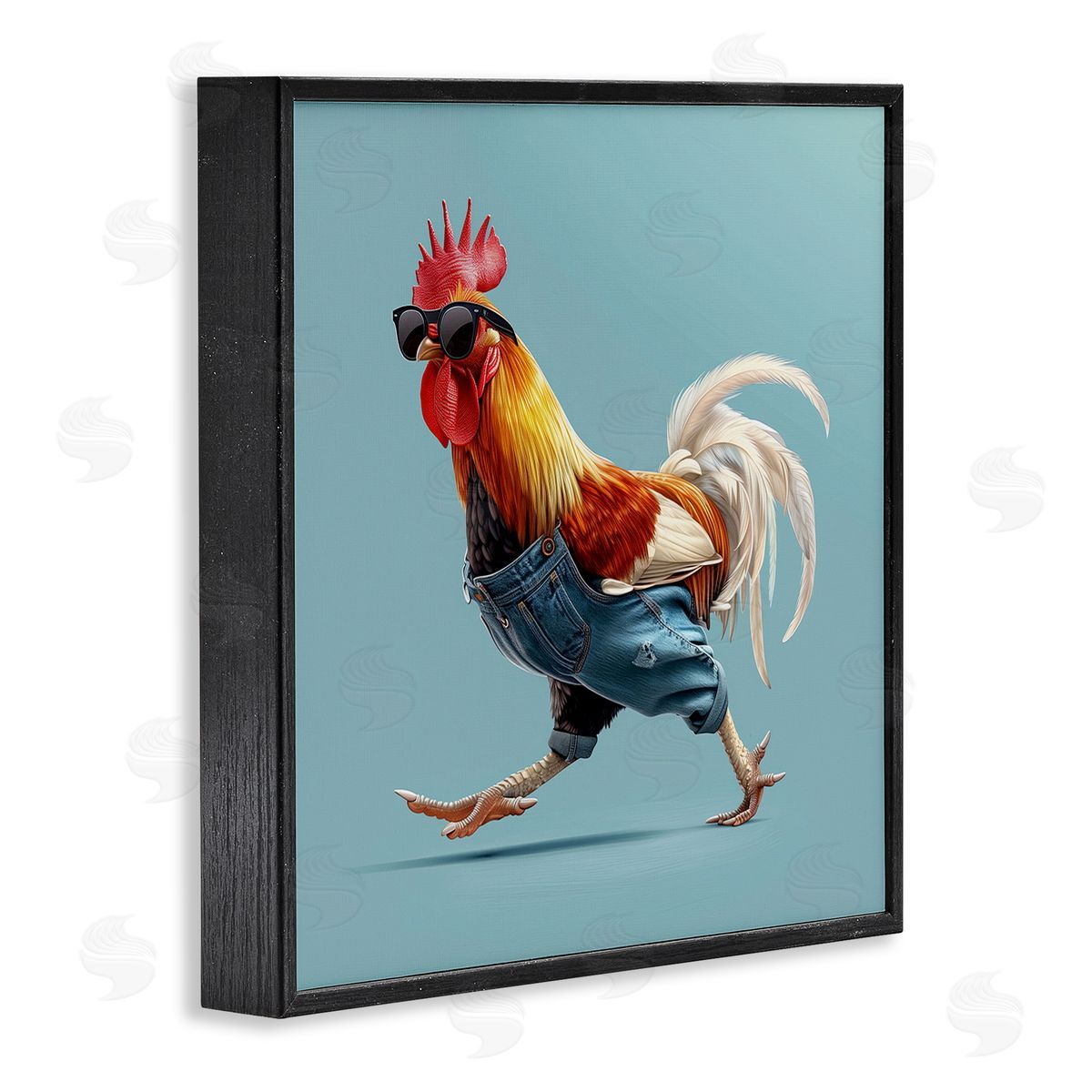 Jim Baldwin Rooster Run with Sunglasses Canvas Wall Art Print