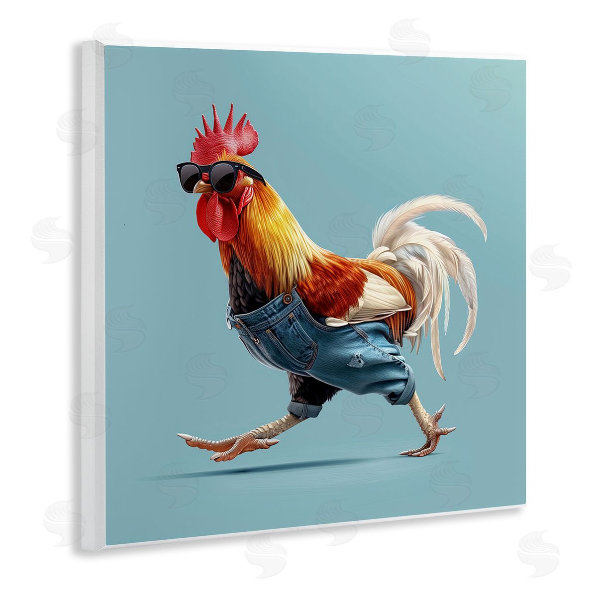 Jim Baldwin Rooster Run with Sunglasses Canvas Wall Art Print