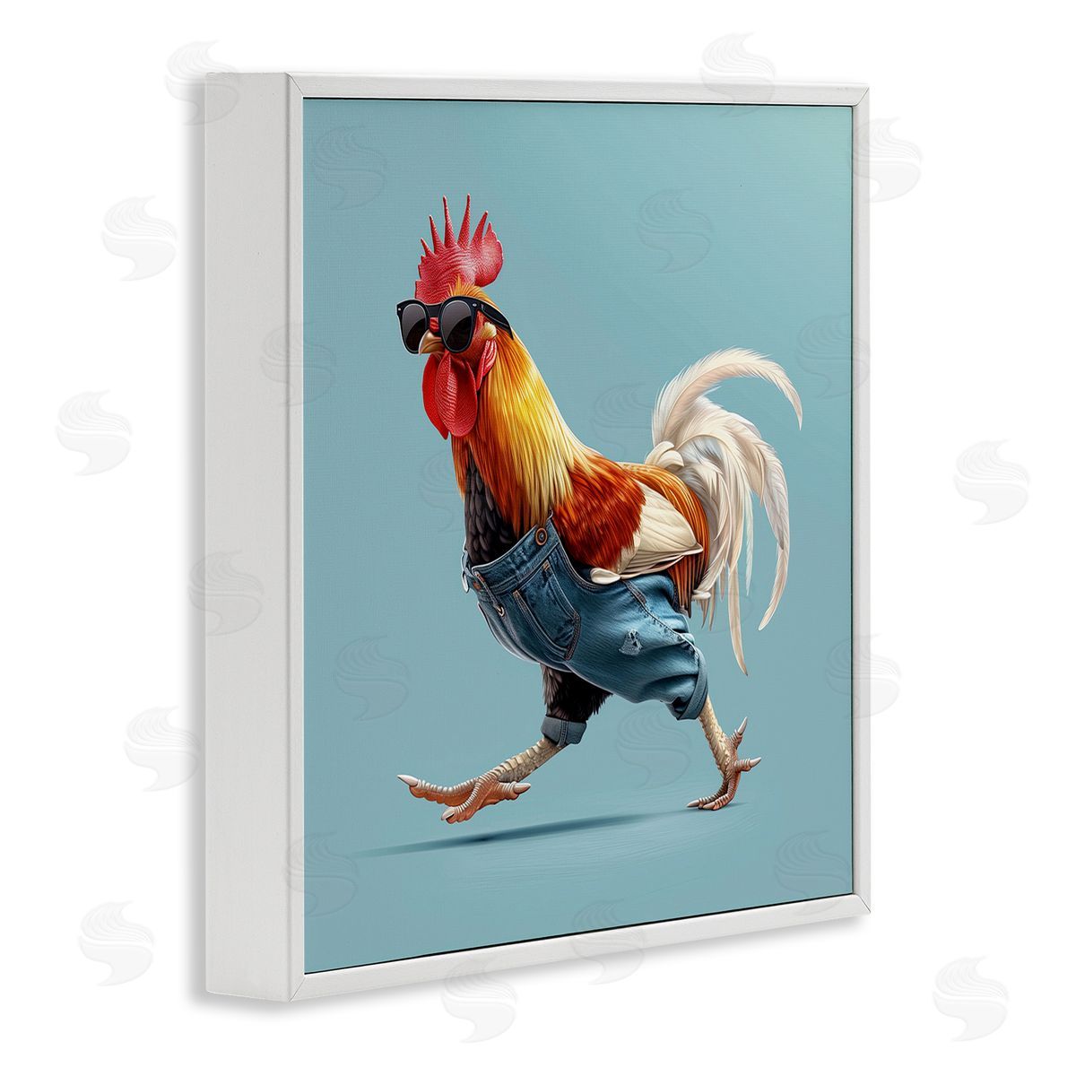 Jim Baldwin Rooster Run with Sunglasses Canvas Wall Art Print