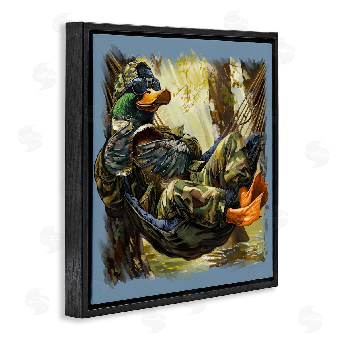 Jim Baldwin Mallard Hammock in Camo  Canvas Wall Art Print
