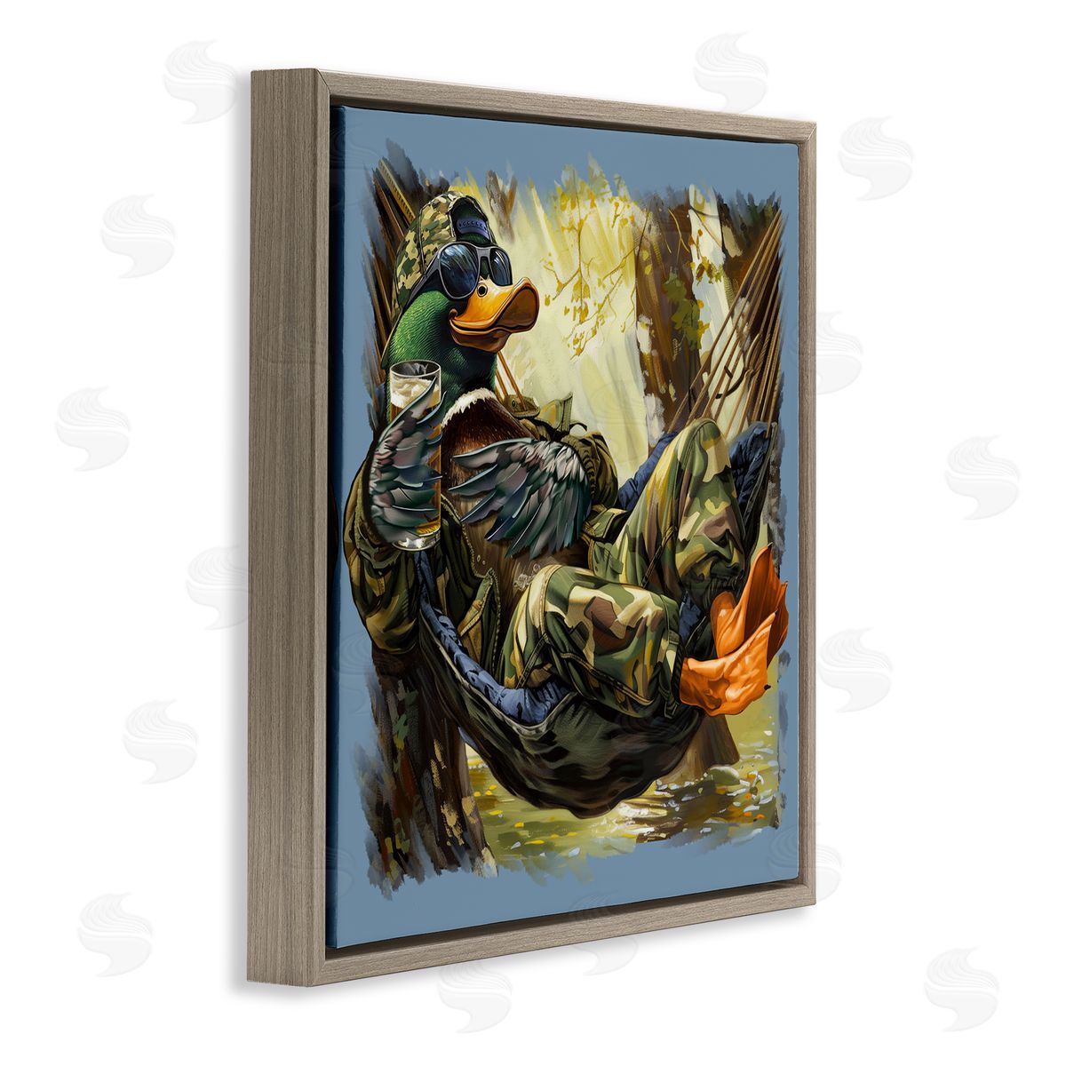 Jim Baldwin Mallard Hammock in Camo  Canvas Wall Art Print