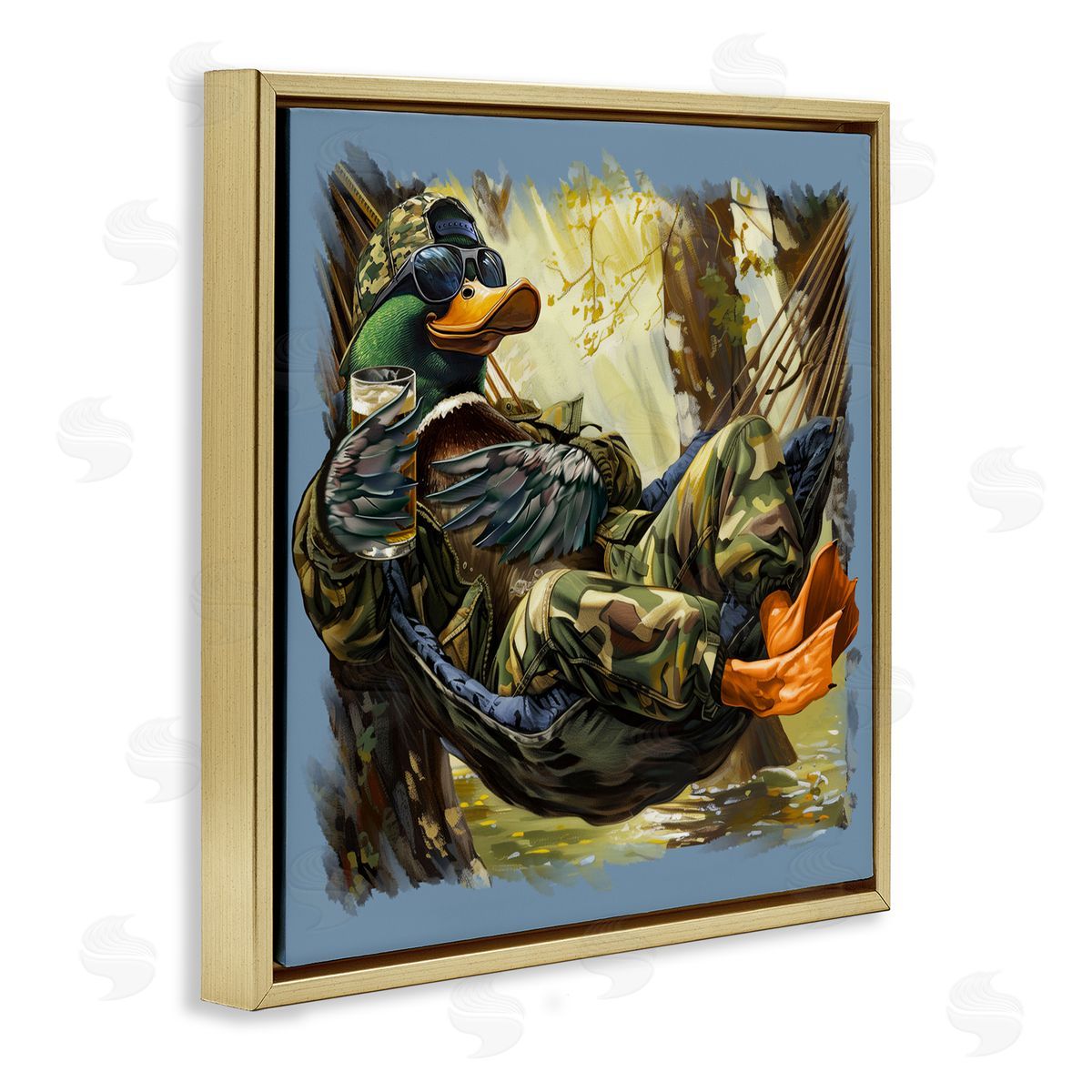Jim Baldwin Mallard Hammock in Camo  Canvas Wall Art Print
