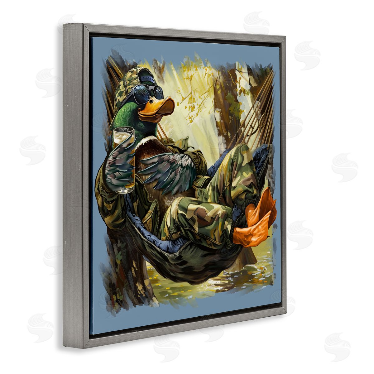 Jim Baldwin Mallard Hammock in Camo  Canvas Wall Art Print