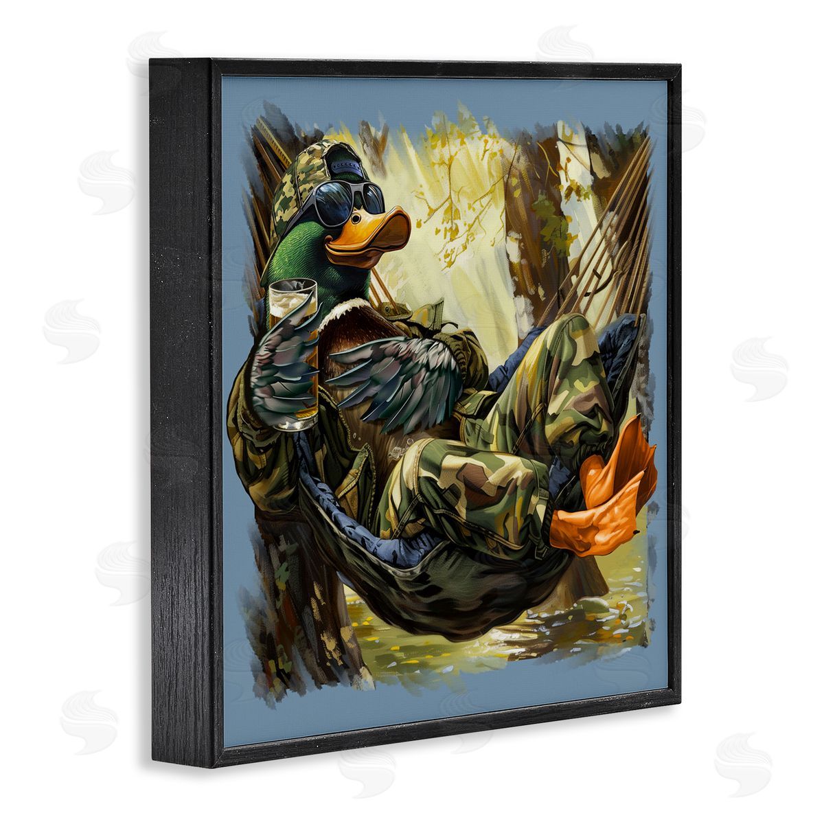 Jim Baldwin Mallard Hammock in Camo  Canvas Wall Art Print