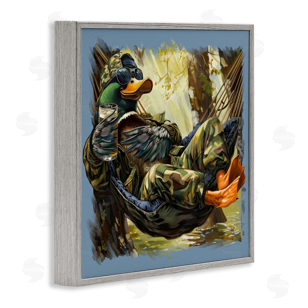 Jim Baldwin Mallard Hammock in Camo  Canvas Wall Art Print