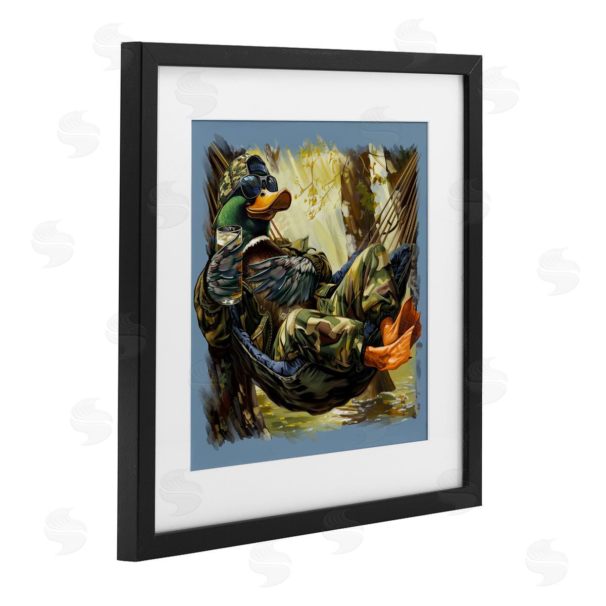 Jim Baldwin Mallard Hammock in Camo  Canvas Wall Art Print