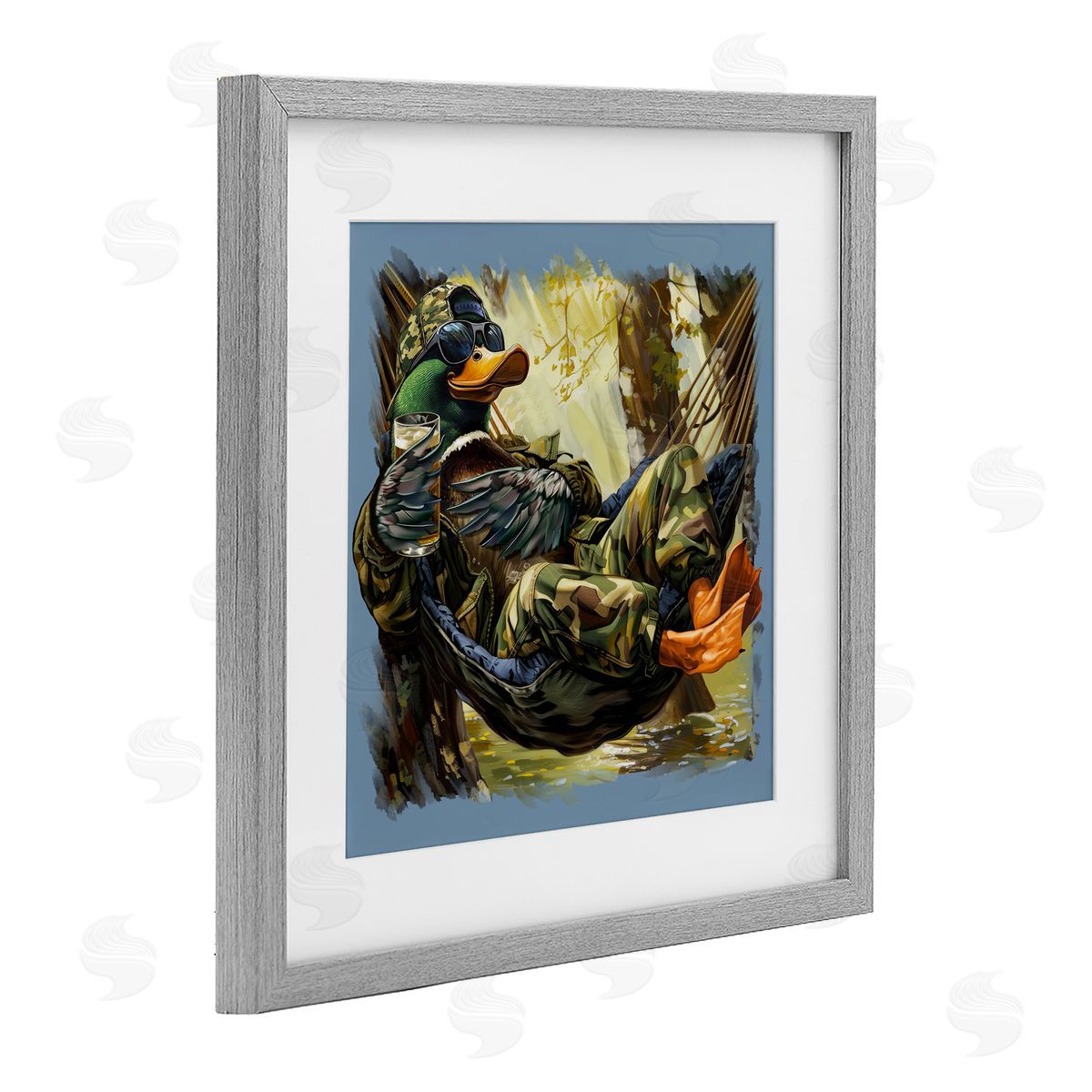 Jim Baldwin Mallard Hammock in Camo  Canvas Wall Art Print