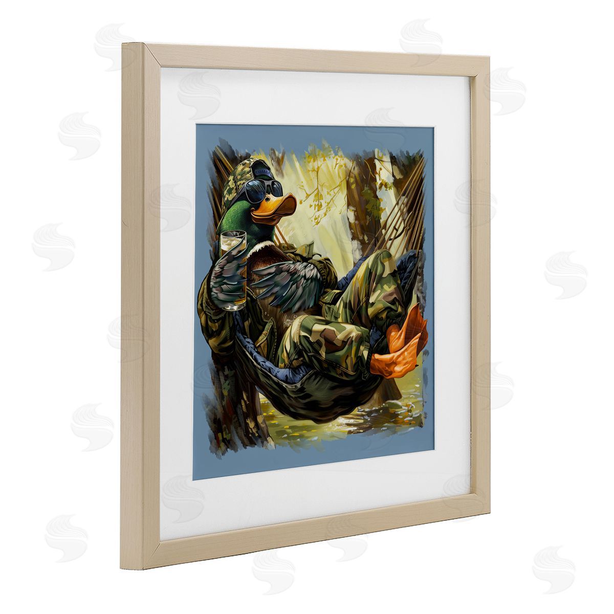 Jim Baldwin Mallard Hammock in Camo  Canvas Wall Art Print